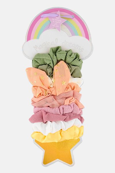 Simple Pleasures Kids Girl 10 Pcs Scrunchies, Pink