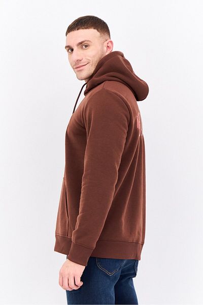Members Only Men Hooded Long Sleeves Brand Logo Sweatshirt, Brown