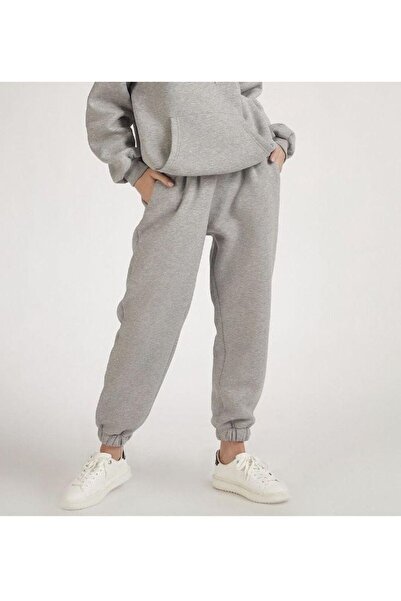 THE WHITE Γκρι χρώμα Γυναικείο παντελόνι αθλητικό επένδυση fleece από λάστιχο