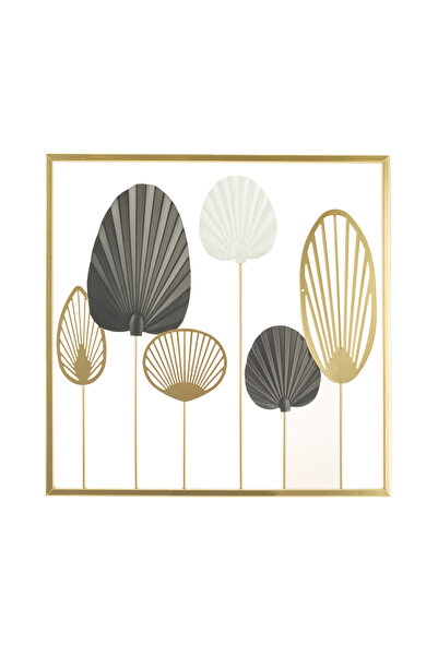 Evidea Deco Yelpaze Metal Tablo - Altın / Siyah - 45 cm