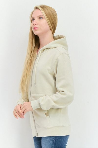Juice Women Solid Long Sleeves Hooded Sweatshirt, Off White