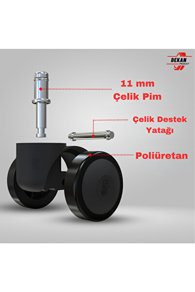 DEKAN PRODUCT Ofis Koltuk Sandalye Tekerleği 50 Mm Pimli 5 Adet
