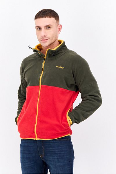 Penfield Men Colorblock Fleece Full Zip Jacket, Olive