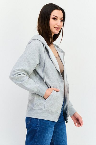 Juice Women Hooded Heather Long Sleeve Sweatshirt, Grey Heather