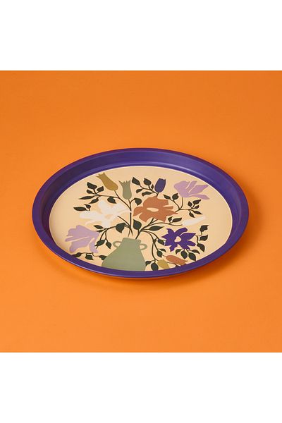 Sarkap Floral Tray - Purple - 35 cm