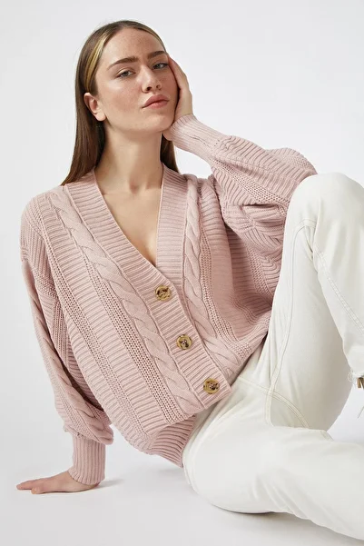 citystyle Women's Knitted Balloon Sleeve Casual Powder Knitwear Cardigan