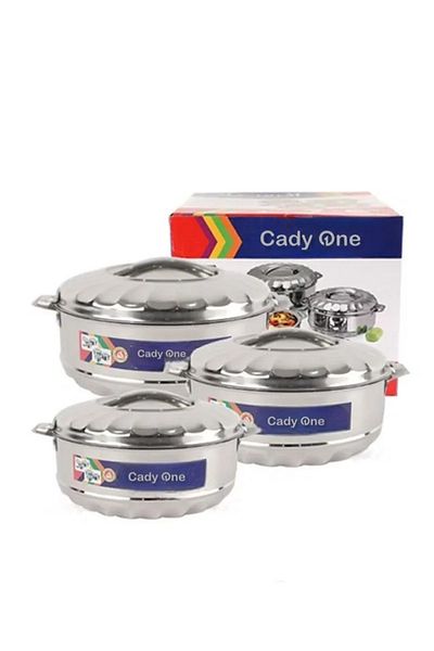 Cady One مجموعة من 3 قطع من أوعية الطعام المصنوعة من الفولاذ المقاوم للصدأ 1000 مل 1500 مل 2500 مل