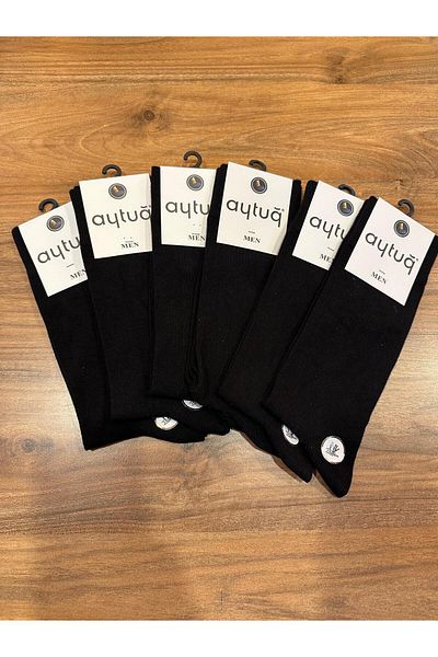 Aytuğ Bamboo Premium Black Men's Seamless Socks - Pack of 6