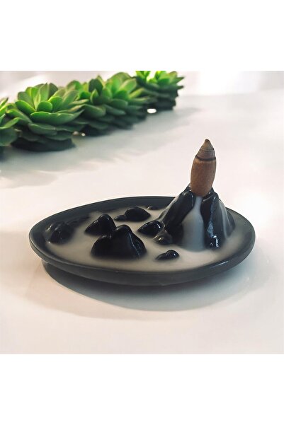 Great Fast Himalaya Geri Akış Tütsülük 14x8 Cm Oval Siyah El Yapımı Dekoratif...