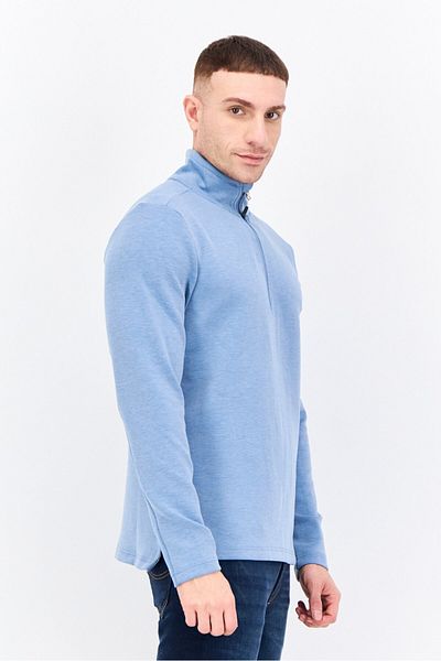 Avalanche Men Mock Neck Heather Long Sleeves Sweatshirt, Blue