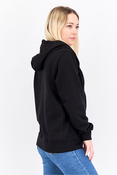 Juice Women Hooded Long Sleeves Solid Full Zip Sweatshirt, Black