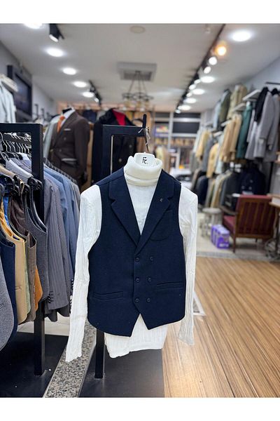 FMB Ticaret Italian Cut Premium Collarless Classic Vest
