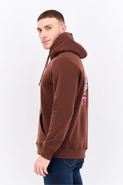Members Only Men Hooded Embroidered Logo Long Sleeves Sweatshirt, Brown