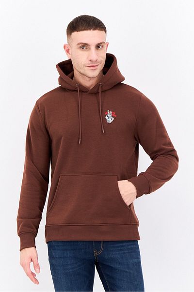 Members Only Men Hooded Embroidered Logo Long Sleeves Sweatshirt, Brown