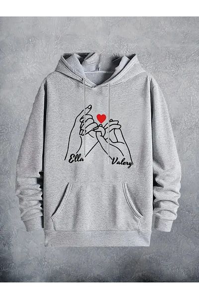 LAND MODA Oversize Sweatshirt with Hood - Love Printed