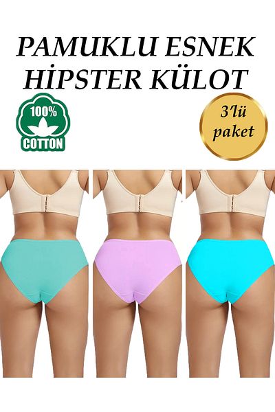 Sh Mağazacılık Chiloți pentru femei 100% bumbac Pachet de 3 chiloți hipster din lycra cu talie înaltă
