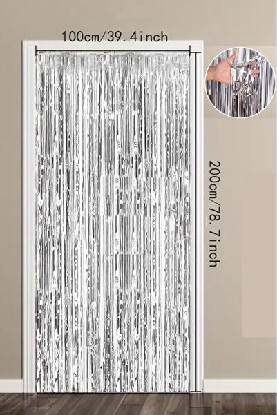 BeySüS Işıltılı Gümüş Kapı-duvar Püskülü Arka Fon