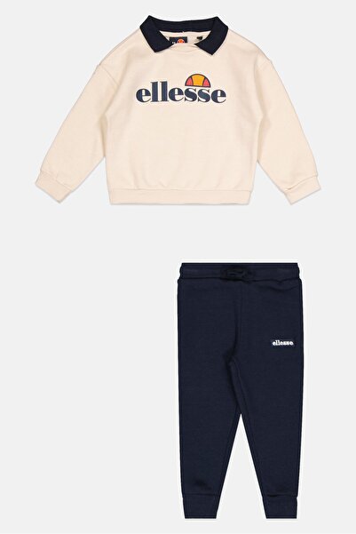Ellesse Toddlers Boy 2 Pieces Brand Logo Sweatshirt And Jogger Pants Set, Beige