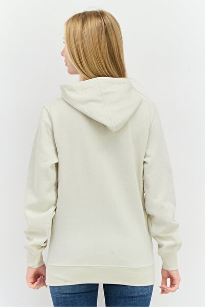 Juice Women Hooded Plain Long Sleeves Sweatshirt, Beige