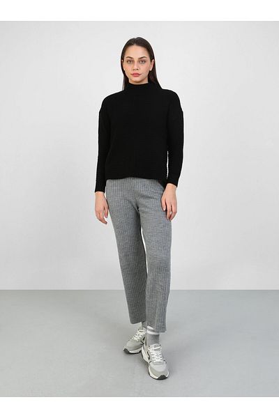 Por La Cara Gray Ribbed and Elastic Waist Tricot