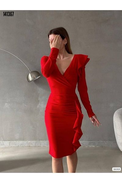 Kokosh moda Rochie midi din crepon cu mânecă lungă, cu rever dublu, sezon nou