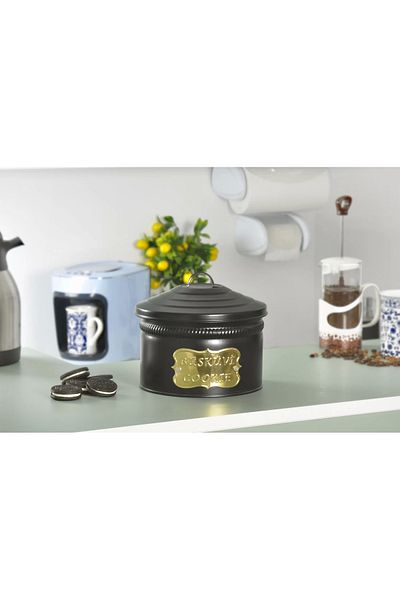 Evistro Decorative Biscuit Cookie Snack Storage Container Black