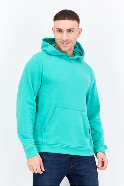 Crosshatch Men Hooded Embroidered Logo Long Sleeves Sweatshirt, Green