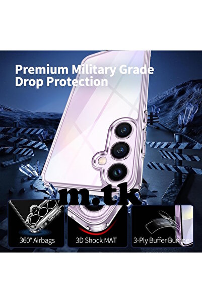 m.tk moveteck Samsung Galaxy A35 Kılıf Kamera Çıkıntılı Korumalı Yumuşak Şeffaf Silikon +9h Ekran Koruyucu Cam Set