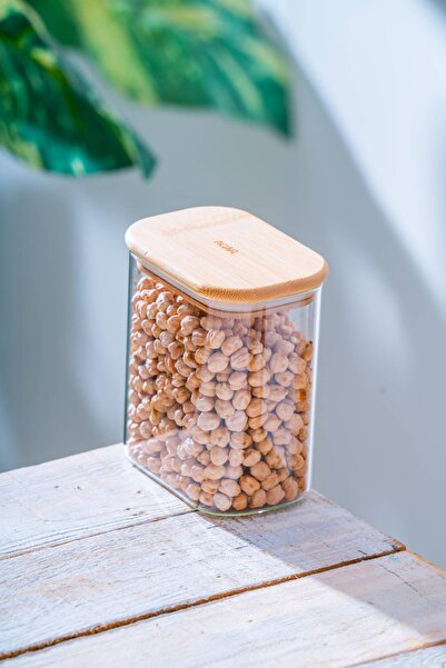 ACAR برطمان ماليبو زجاج بوروسيليكات بغطاء من الخيزران - 900 مل