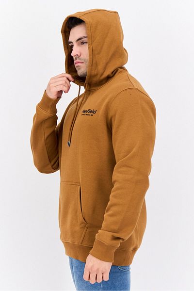 Penfield Men Hooded Brand Logo Long Sleeve Sweatshirt, Brown