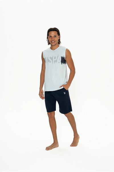 U.S. Polo Assn. Ανδρικό Σετ Αμάνικο Σορτς με άδεια USPA 100% Βαμβακερό Μπλε