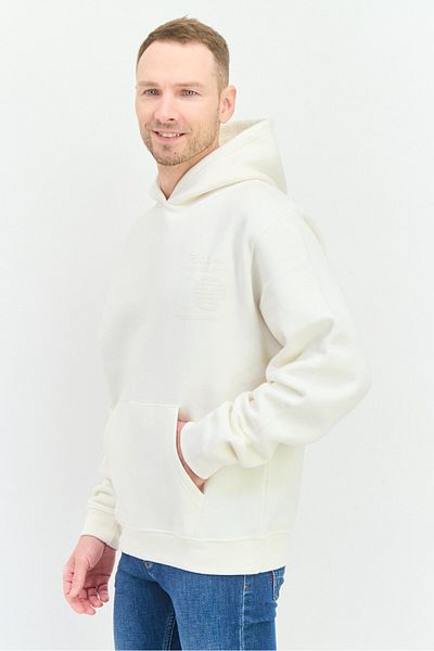Fudo Men Hooded Long Sleeve Brand Logo Sweatshirts, Cream