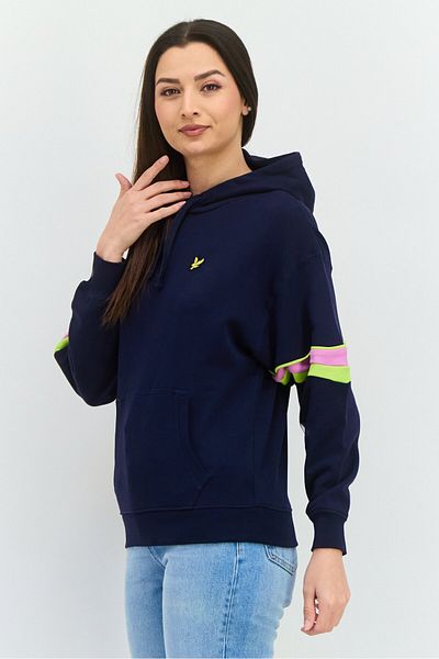 Lyle & Scott Women Hooded Long Sleeves Brand Logo Sweatshirt, Navy