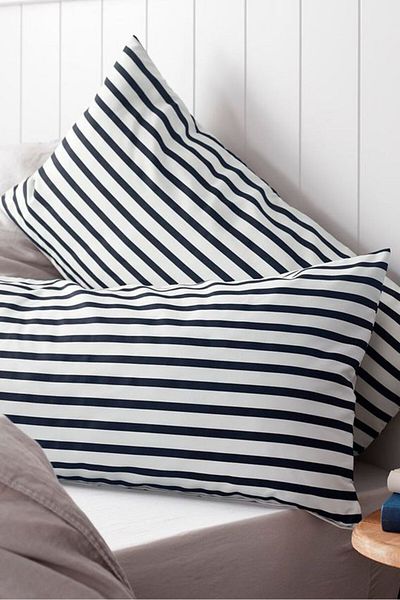 Tchibo 2 Pieces Microfiber Pillow Case, Navy and White and Light Grey