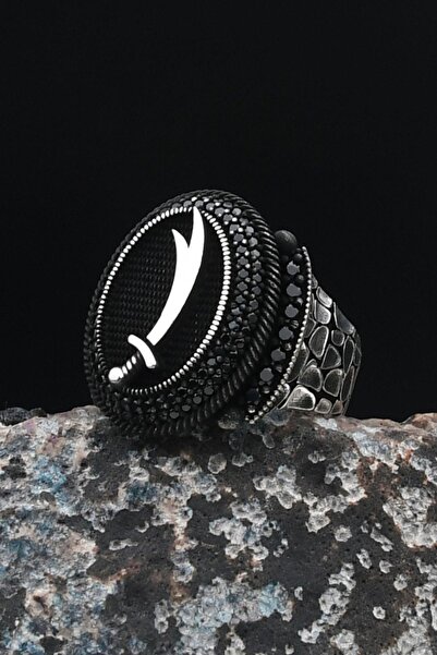 Prestige Zülfikar Hz. Ali'nin Kılıcı 925 Ayar Gümüş Erkek Yüzüğü Mikro Taş Sü...