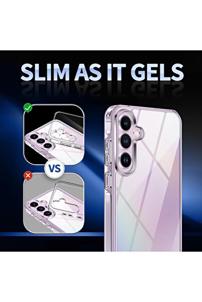 m.tk moveteck Samsung Galaxy A35 Kılıf Kamera Çıkıntılı Korumalı Yumuşak Şeffaf Silikon +9h Ekran Koruyucu Cam Set