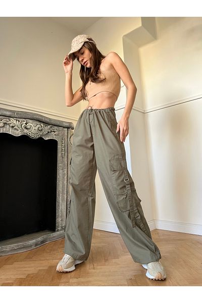 KOTOLOG Y2K Loose Baggy Strap Pocket Detail Unisex Trousers