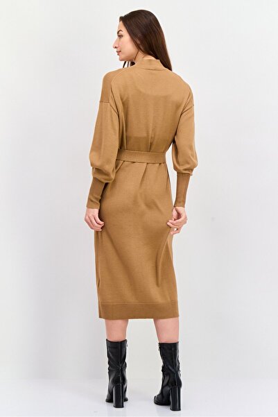 Hugo Boss Women Plain Sweater Dress, Brown