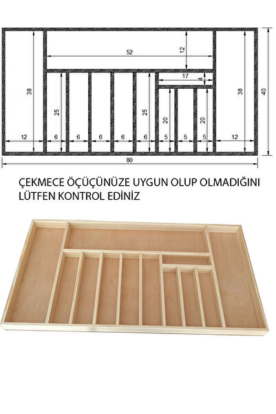 ayfiwood 80X40 cm Ayfiwood Wooden Cutlery with Drawer Inside Dining Set and S...