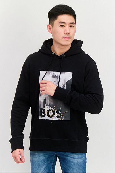 BOSS Men Hooded Long Sleeves Graphic Print Sweatshirt, Black Combo
