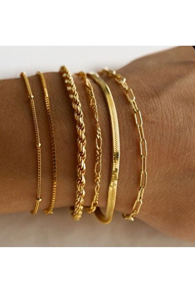 Jewelyf Burgu Kuyumcu Model 14K Altın Paslanmaz Çelik Unisex Ayarlanabilir Bileklik