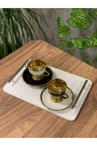 FARALYAHOME Mermer 30x20 Cm Dekoratif Söz Nişan Tepsisi Beyaz-nova Gümüş