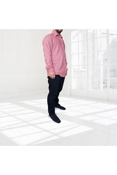 Dirhem Men's Ecru Red Checked Woolen Shirt