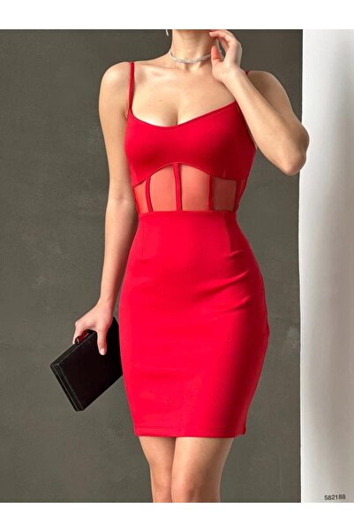 Trendusfashion Rochie mini cu bretele subțiri din tul - Rochie de seară elega...