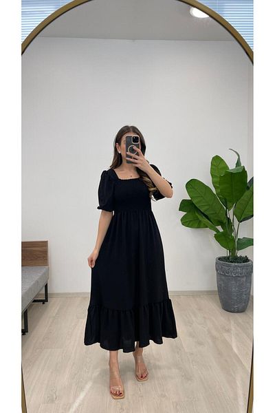 Nazline Women's Short Sleeve Long Dress
