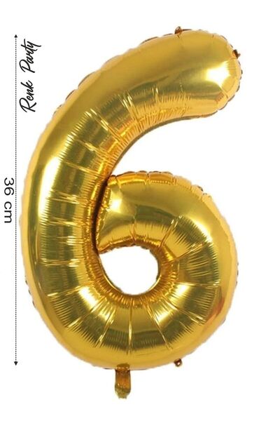 renk party Foil Balloon 6 Number Helium Balloon 36 cm Gold Color - 6 Years Ol...