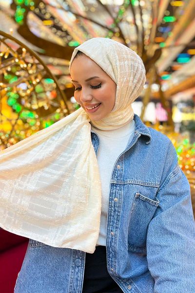 Armine Trend Knitted Shawl 3 - Ats3or-13 - Cream
