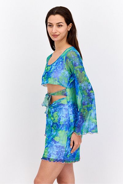Daisy Street Women Allover Print Mini Dress, Green