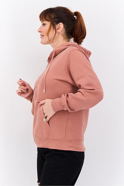 Juice Women Hooded Plain Sweatshirt, Dark Pink
