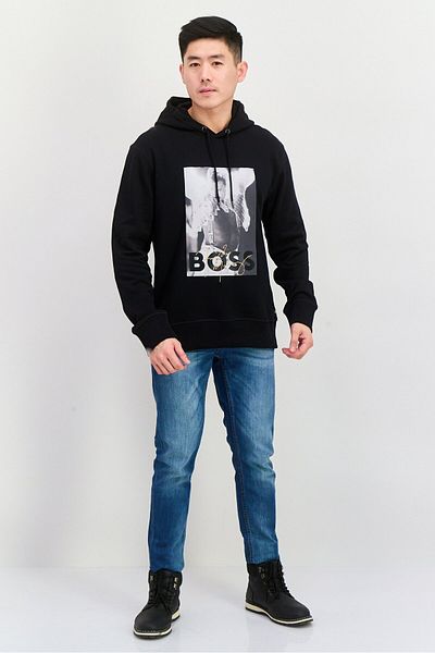 BOSS Men Hooded Long Sleeves Graphic Print Sweatshirt, Black Combo